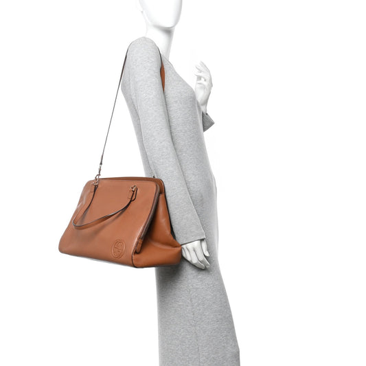 Calfskin Large Label Tote Brown