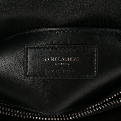 Sheepskin Matelasse Chevron Monogram Medium College Bag Black