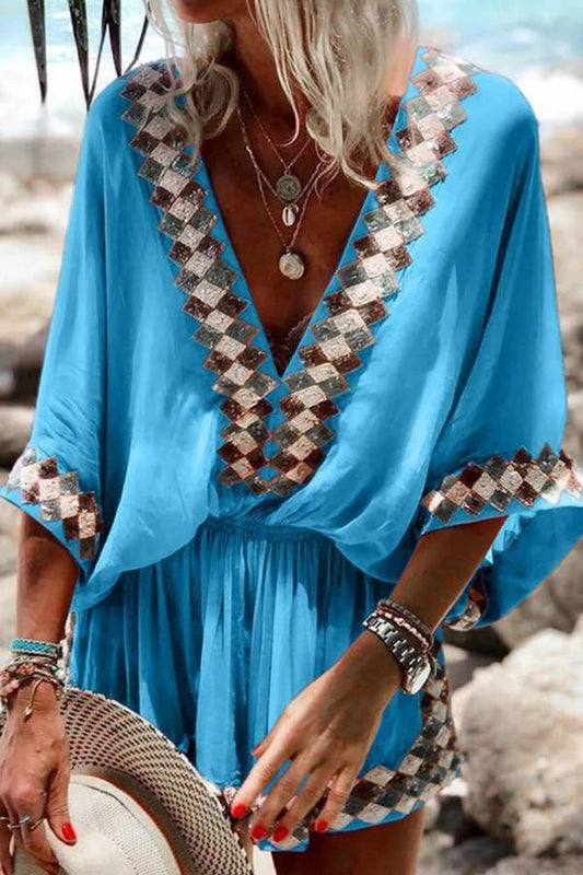 Mono tipo kimono con estampado playero bohemio