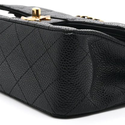 Caviar Quilted Small Double Flap Black