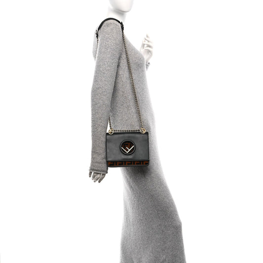 Vitello Century Velvet F is Fendi FF Small Kan I Shoulder Bag Black Tobacco