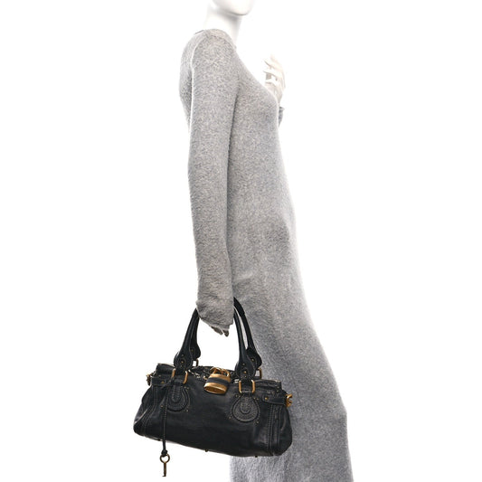 Calfskin Medium Paddington Satchel Black