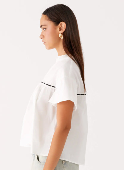 Lila Babydoll Top - White