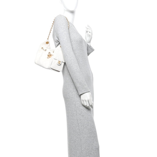 Caviar Quilted Mini Chanel 25 Handbag White