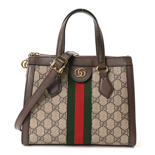 GG Supreme Monogram Small Ophidia Tote Bag Brown