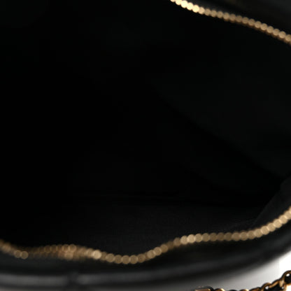 Calfskin Quilted Fold Over Clutch Black