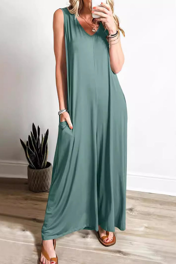 Mono informal fresco con bolsillos para mujer Mono fino para mujer