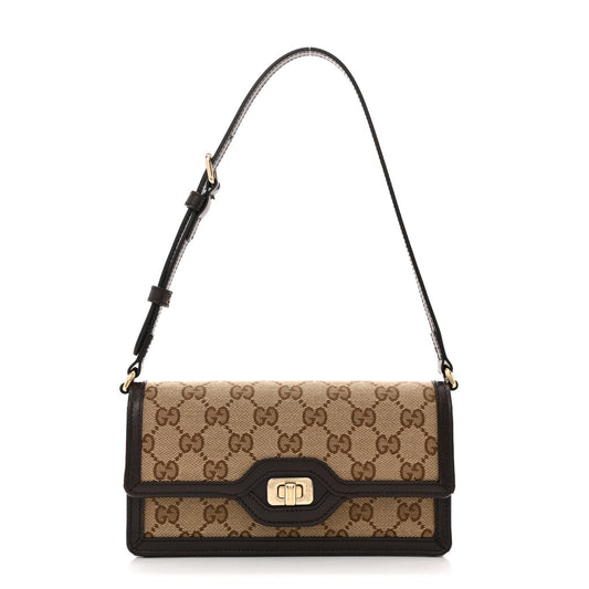 GG Monogram Mini Luce Shoulder Bag Beige Ebony