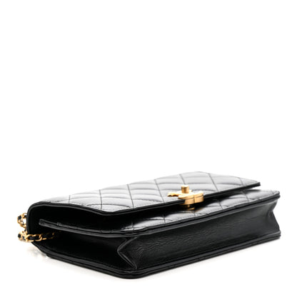 Calfskin Quilted Perfect Fit Wallet On Chain WOC Black