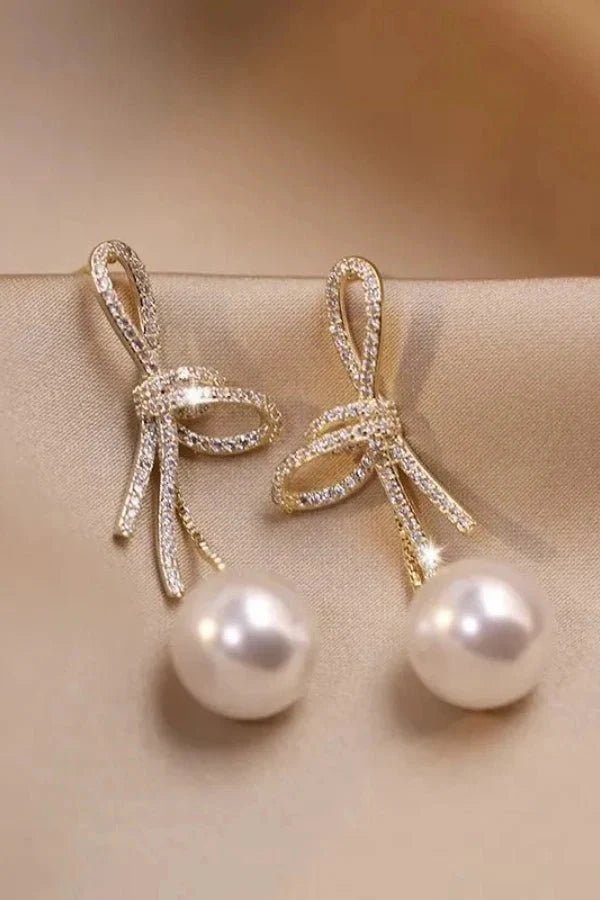 Luciana Pearl Bow Earrings