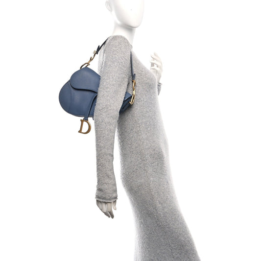 Shiny Goatskin Saddle Bag Cloud Blue
