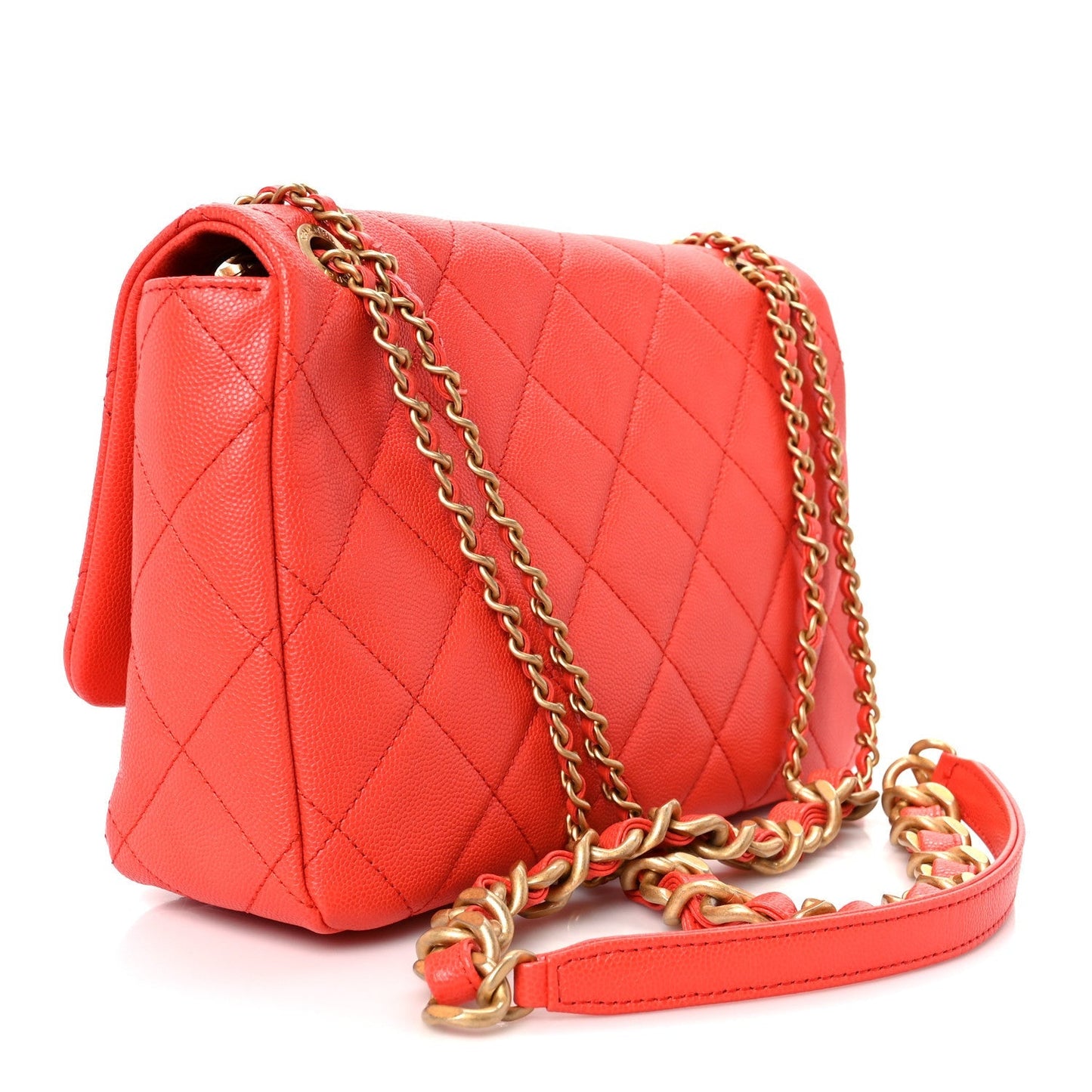 Caviar Quilted CC Melody Single Flap Orange