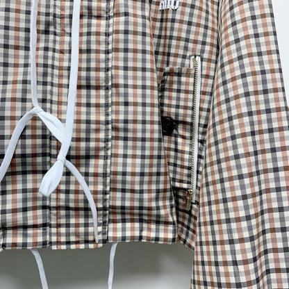 MIUMIU PLAID HOODED JACKET 228063