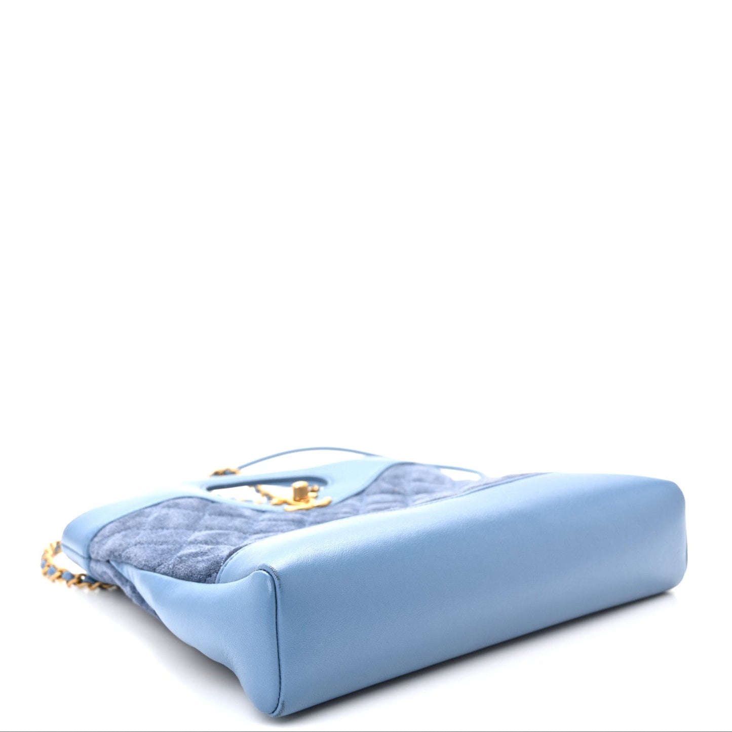 Calfskin Suede Quilted Mini 31 Shopping Bag Blue