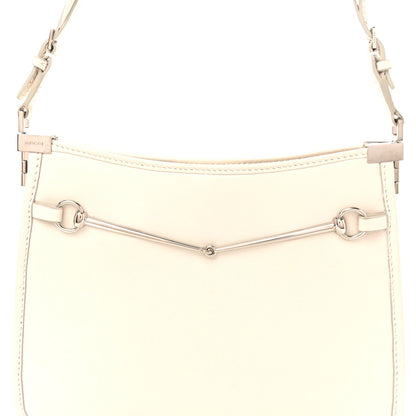 Calfskin Horsebit Slim Shoulder Bag White