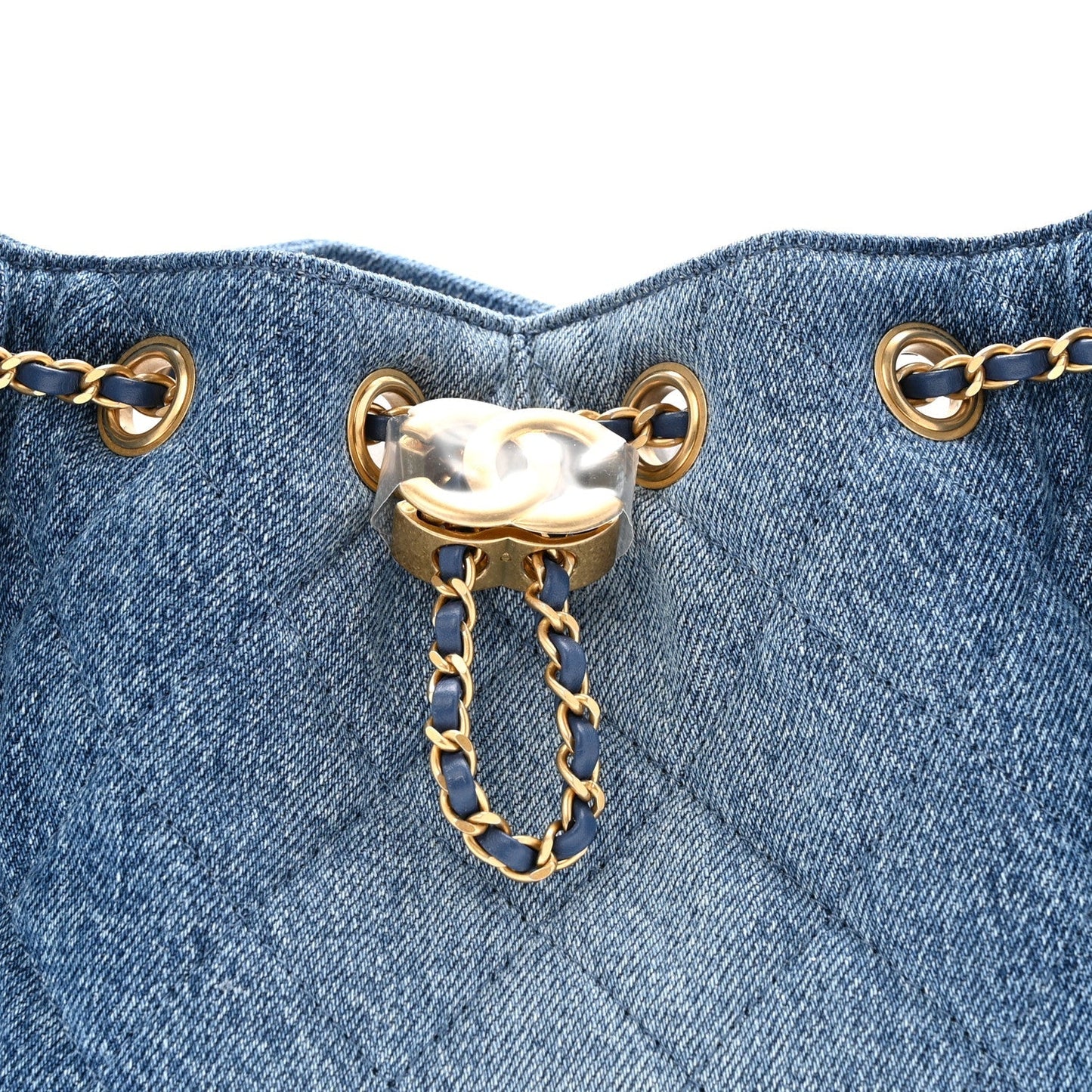 Washed Denim Quilted Mini Chanel 25 Handbag Blue