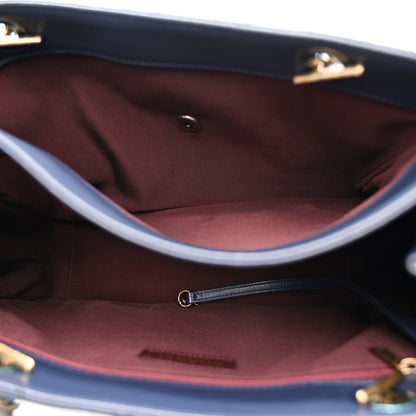 Lambskin Stitched Medium Around The Corner Shopping Tote Deep Marine