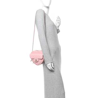 Lambskin Quilted Large CC In Love Heart Bag Light Pink