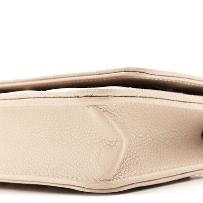 Caviar Quilted Wallet on Chain WOC Beige