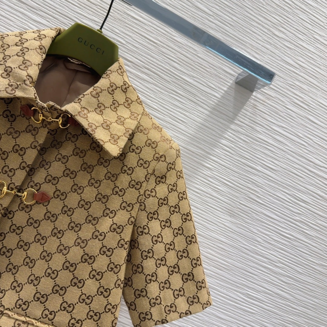 Gucci 2025 Short Jacket Camel and Ebony Polyester Fiber