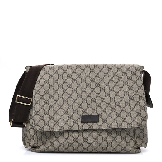 GG Plus Monogram Messenger Diaper Bag Dark Brown