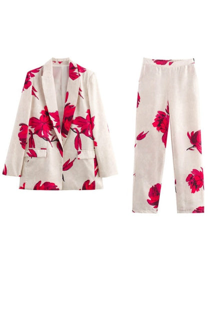 Pantalones de satén con estampado floral, cintura alta y bolsillos elásticos para asistencia especial