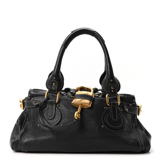 Calfskin Medium Paddington Satchel Black