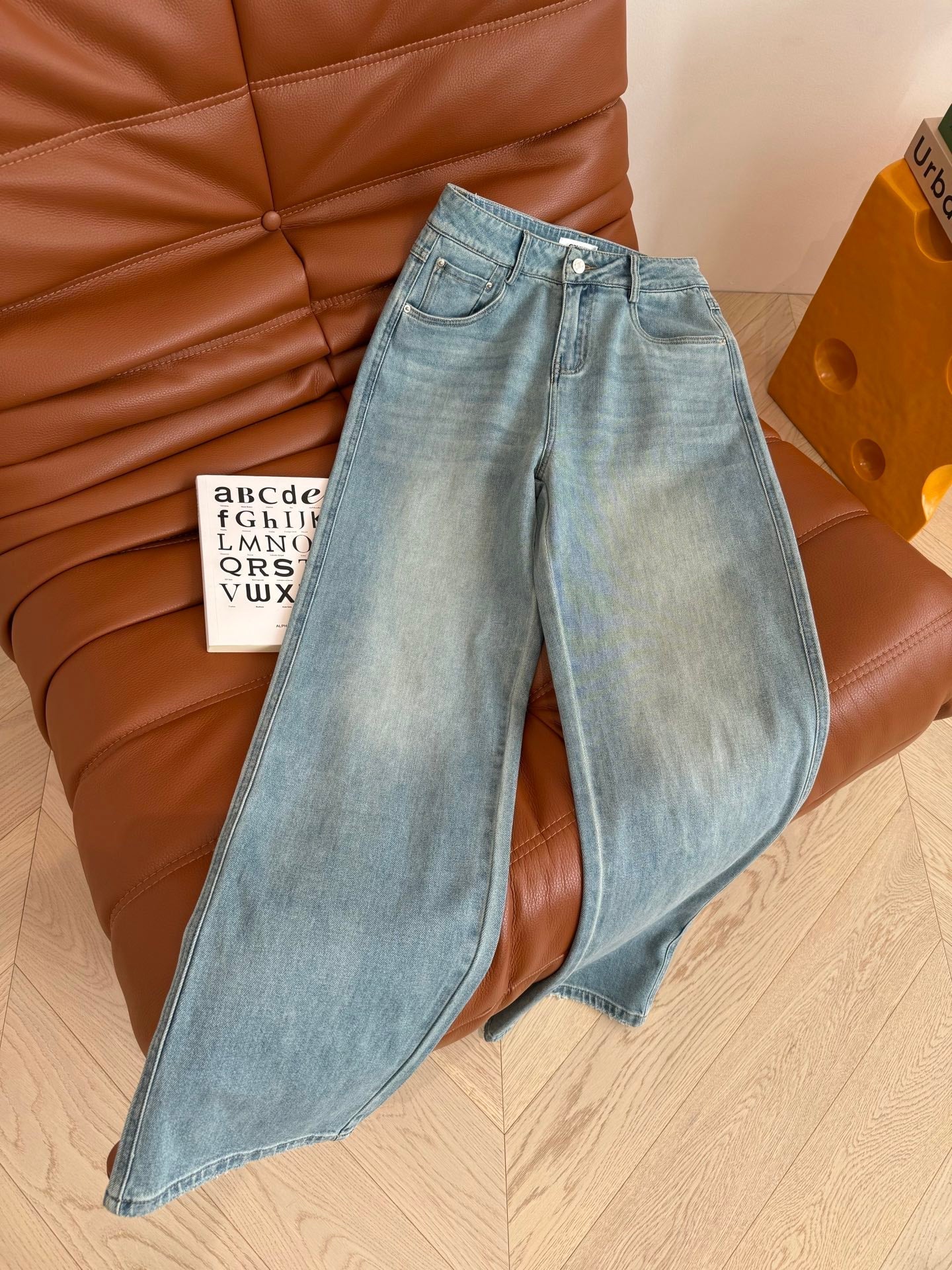 Celine 25 Arc de Triomphe Pattern Straight Jeans Cotton