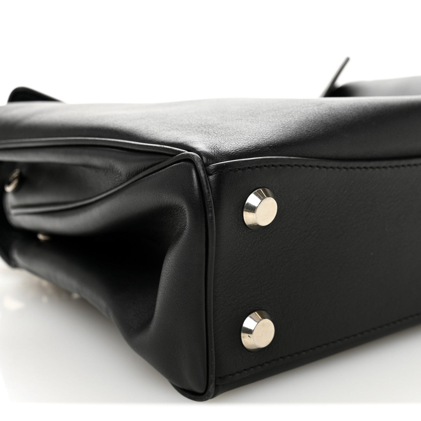 Natural Smooth Calfskin Small Rodeo Top Handle Handbag Black