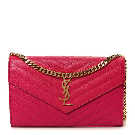 Grain De Poudre Matelasse Chevron Monogram Chain Wallet Bubblegum