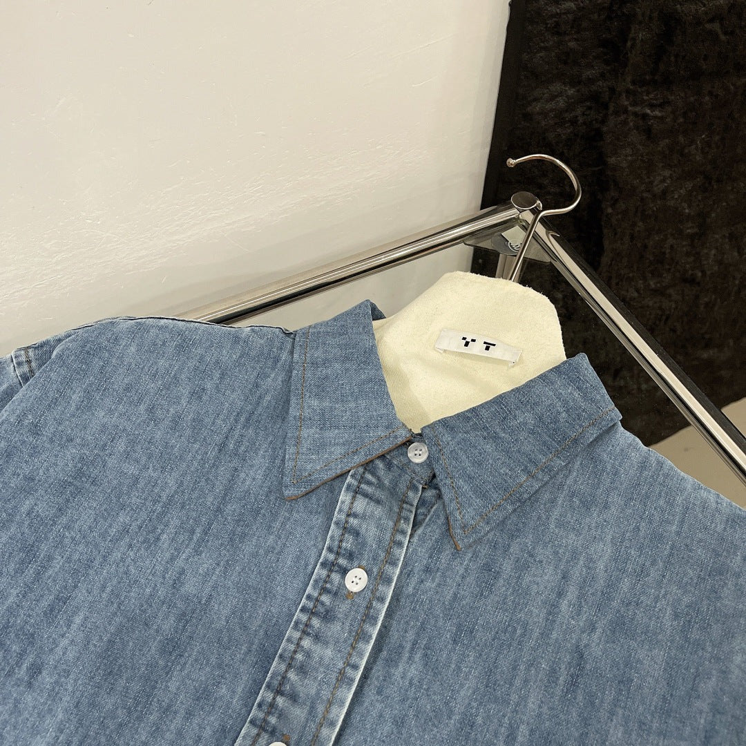 MIU DENIM SHIRT JACKET BLUE 265831