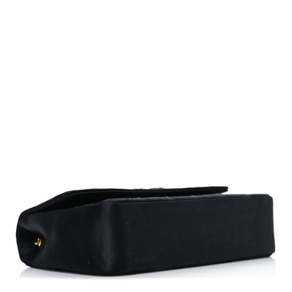 Satin Quilted Mini Single Flap Black