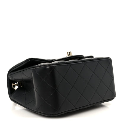 Lambskin Quilted Mini Square Flap Black