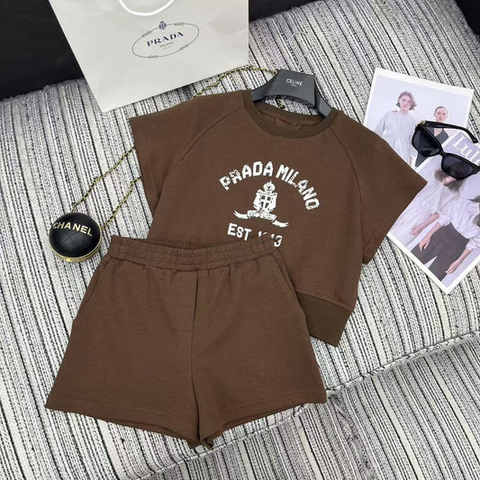PRADA 25S SHORT-SLEEVE CREW NECK SWEATSHIRT SET 351