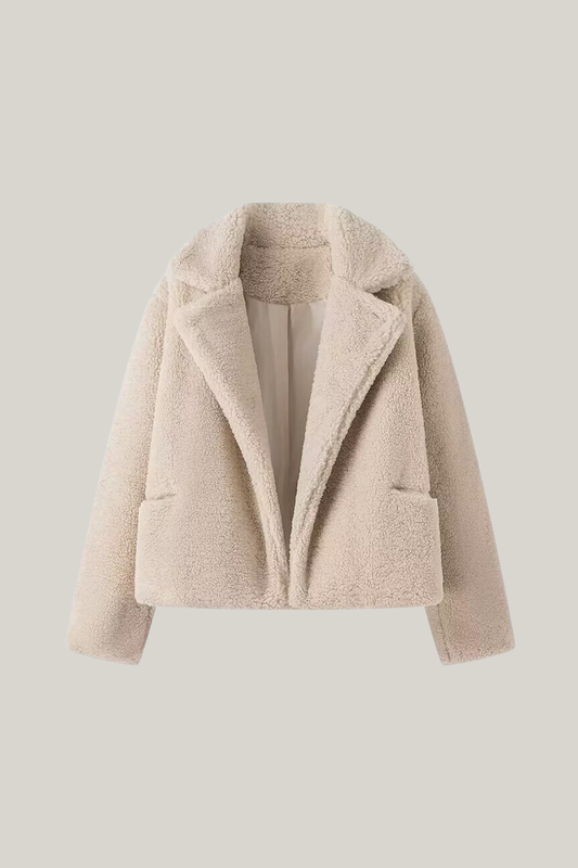 Chaqueta de peluche de manga larga con solapa 