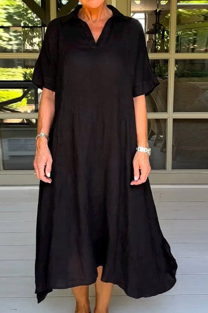 Vestido midi elegante, liso y de media manga