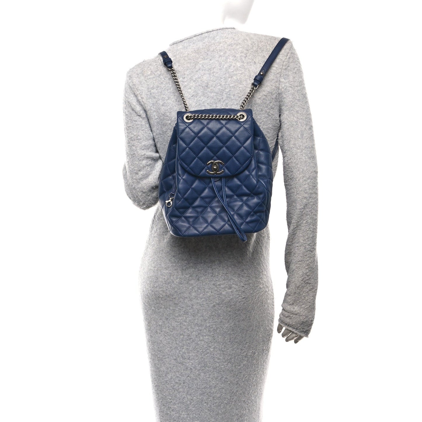 Lambskin Quilted Daily Supple Backpack Blue