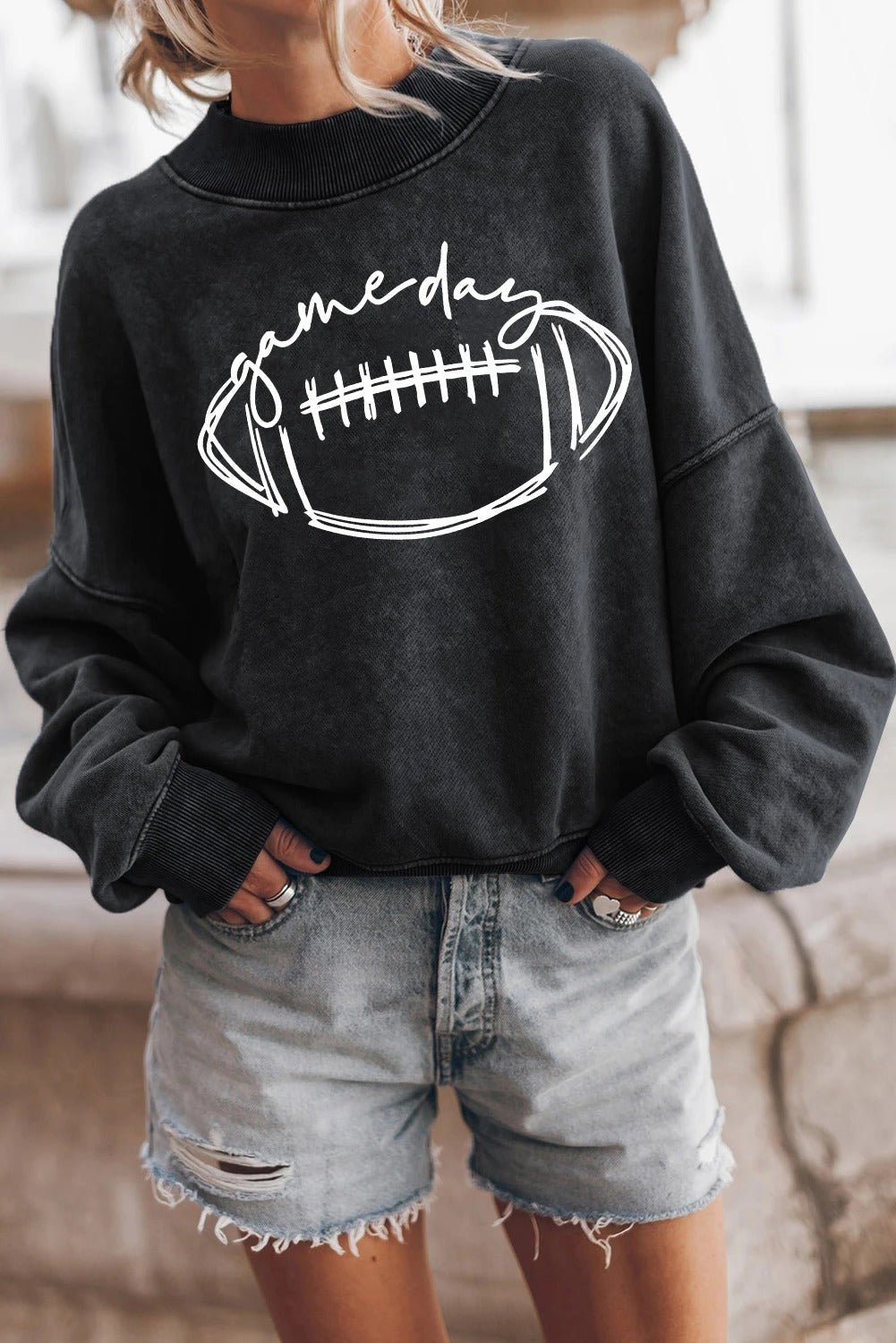 Sudadera lavada con hombros caídos