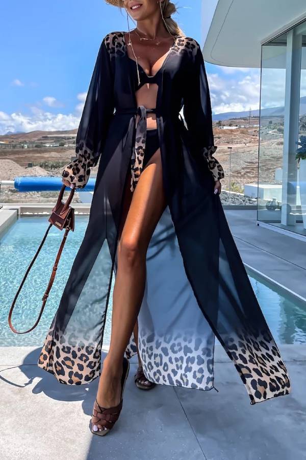 Vestido playero estampado con tirantes anudados