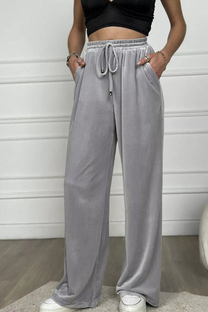 Pantalones anchos de terciopelo dorado Pantalones rectos de terciopelo