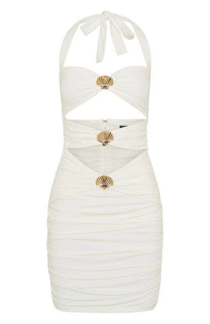 Stepping Back Mini Dress White