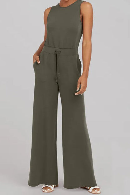 Mono informal ajustado de moda para mujer, sin mangas, de color sólido
