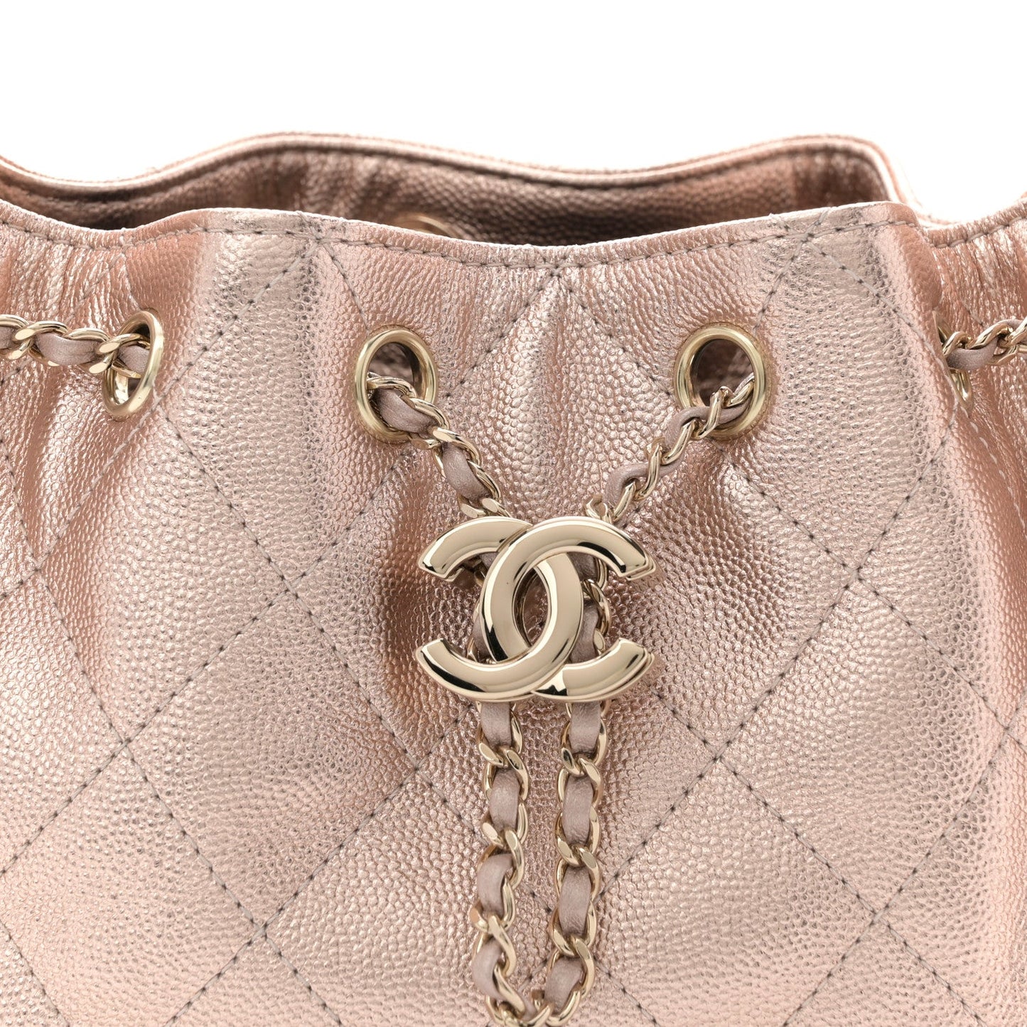 Metallic Caviar Quilted Mini Chanel 25 Handbag Copper