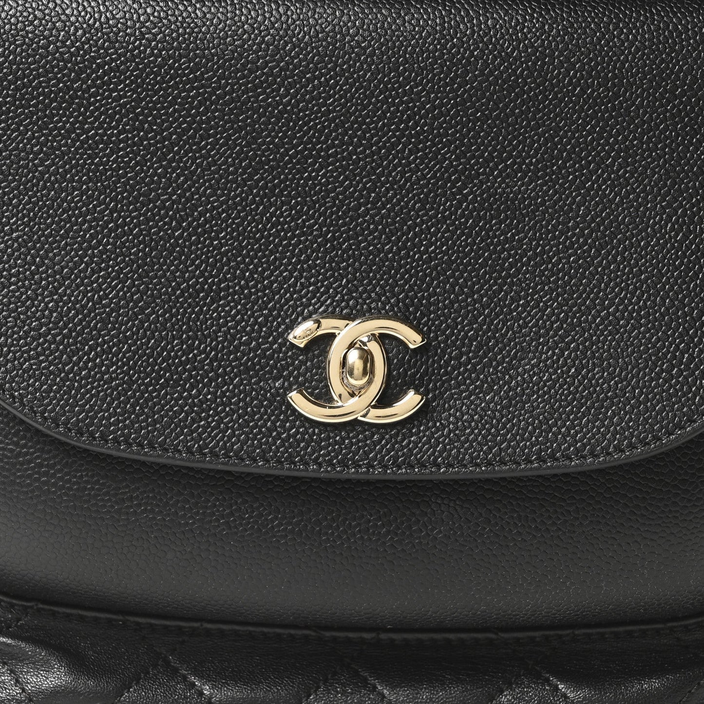 Sheepskin Caviar Quilted Medium Shopping Tote Black