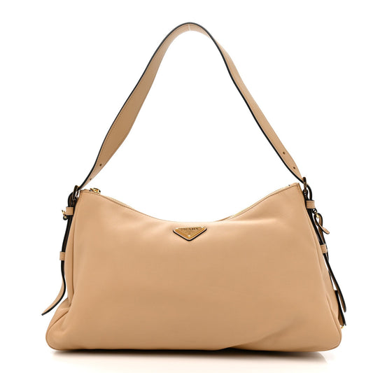 Soft Calfskin Large Aimée Shoulder Bag Travertine