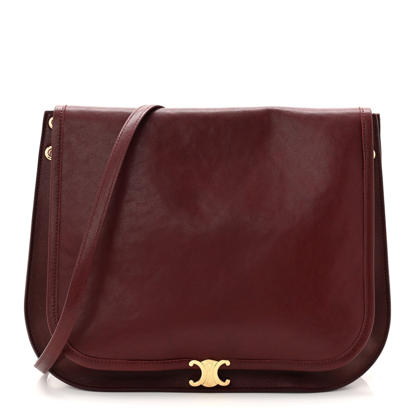 Shiny Lambskin Soft Triomphe Besace Bag Syrah
