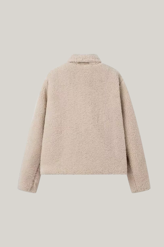 Chaqueta de peluche de manga larga con solapa 