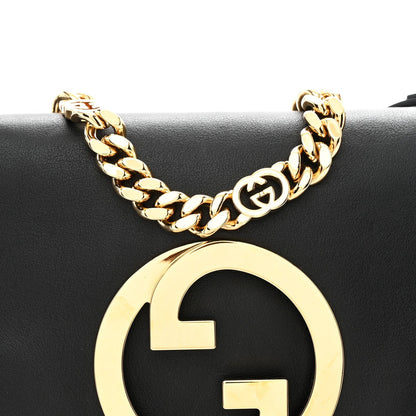 Roxy Calfskin Blondie Chain Shoulder Flap Bag Black