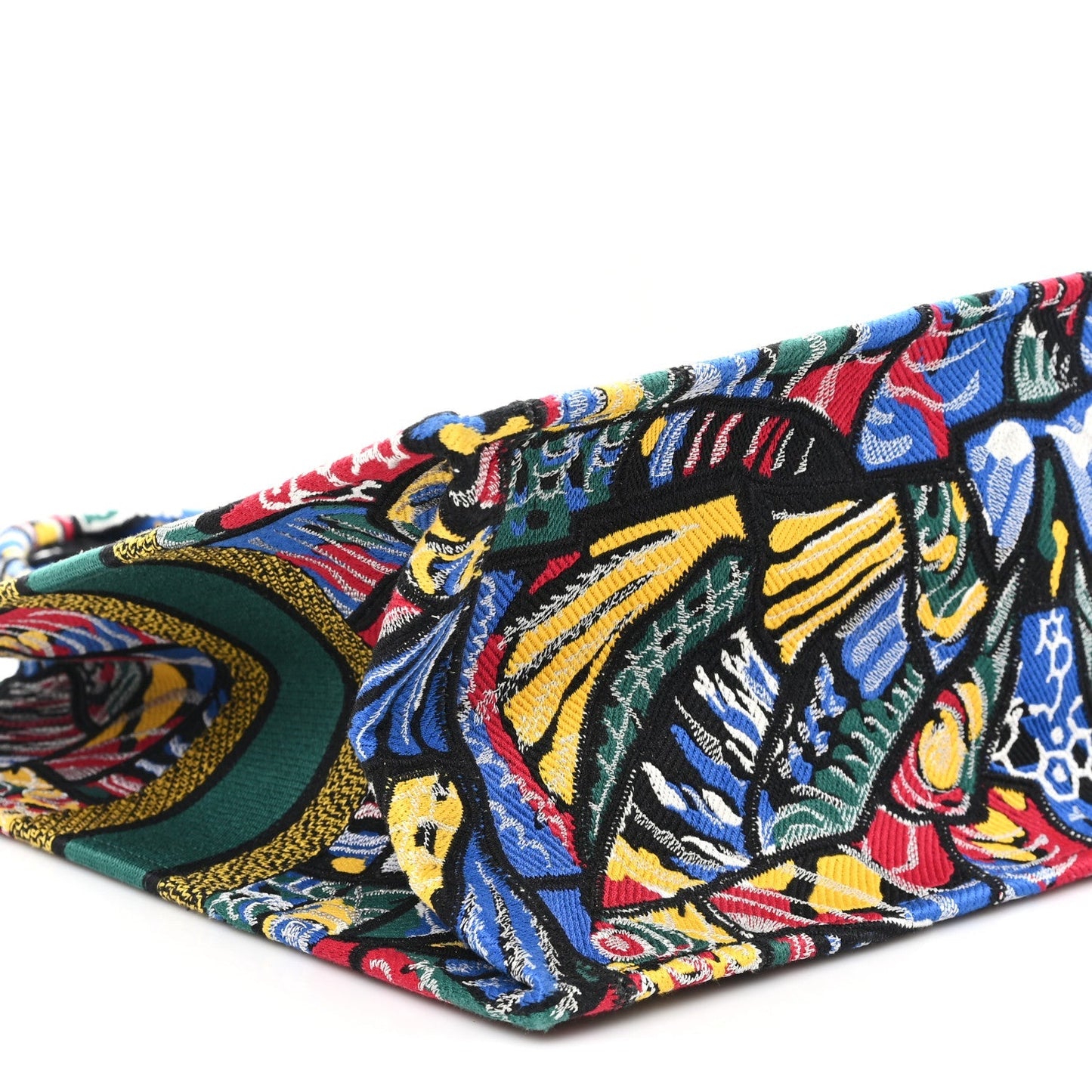 Canvas Embroidered Butterfly Book Tote Black Multicolor