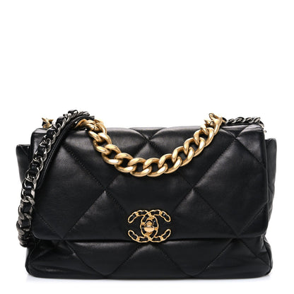 Lambskin Quilted Large Chanel 19 Flap Black